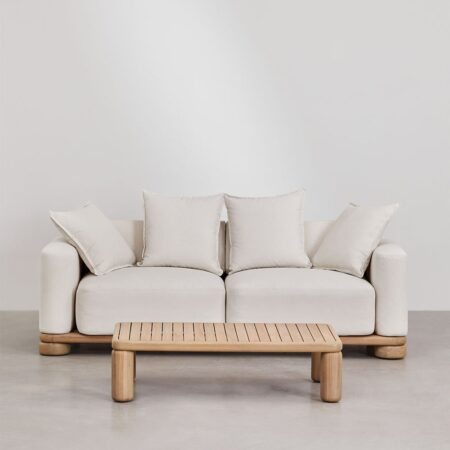 Set da salotto con divano a 2 posti e tavolino in legno di acacia 125x80 cm Ioanis