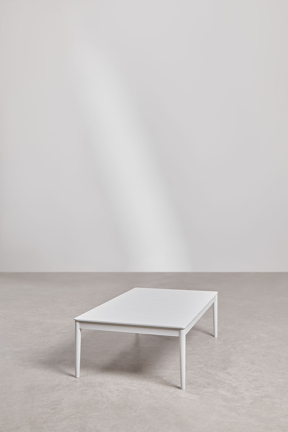 Set soggiorno con divano 3 posti, tavolino rettangolare 120x70 cm e 2 poltrone in alluminio Sereilen