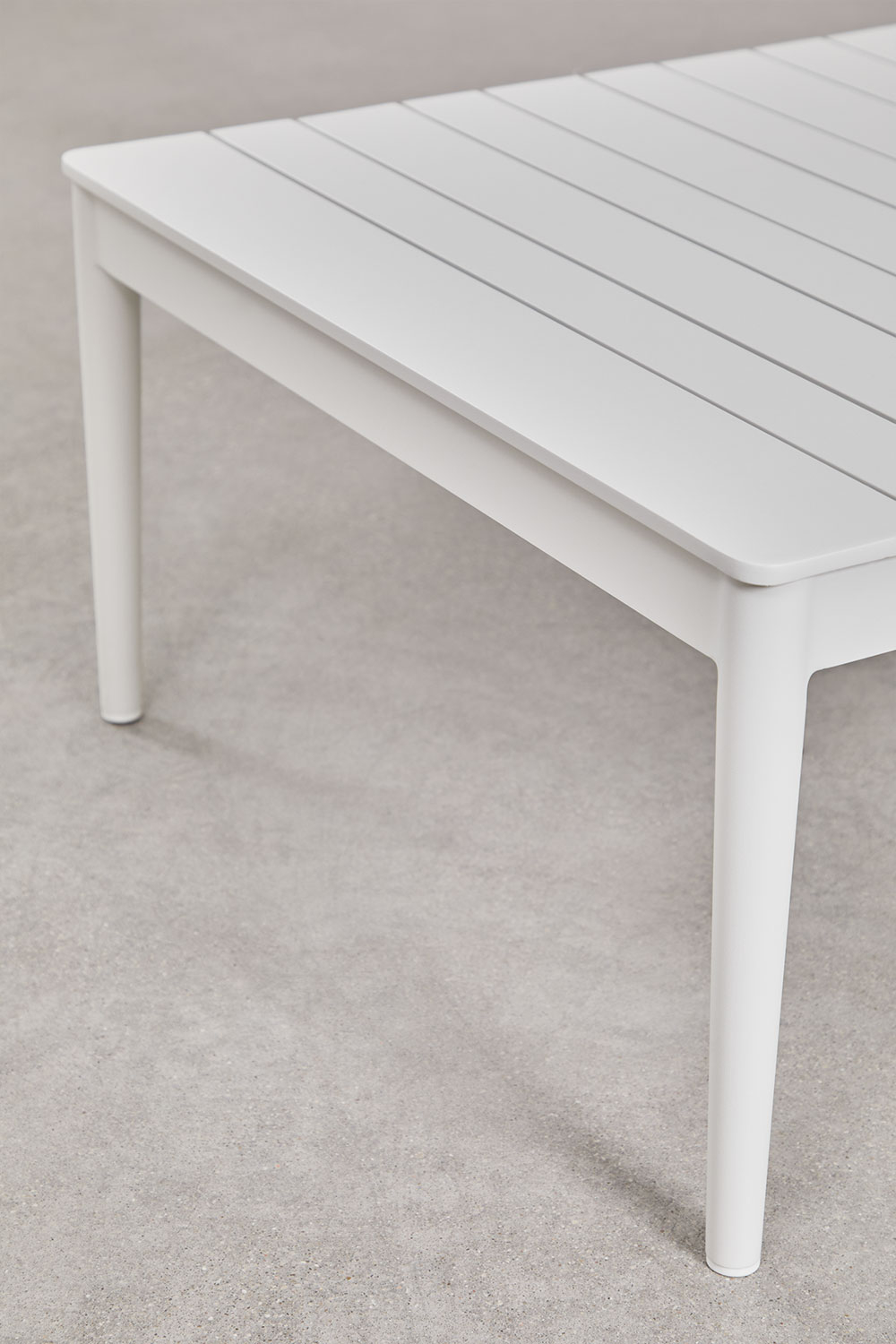 Set soggiorno con divano 3 posti, tavolino rettangolare 120x70 cm e 2 poltrone in alluminio Sereilen
