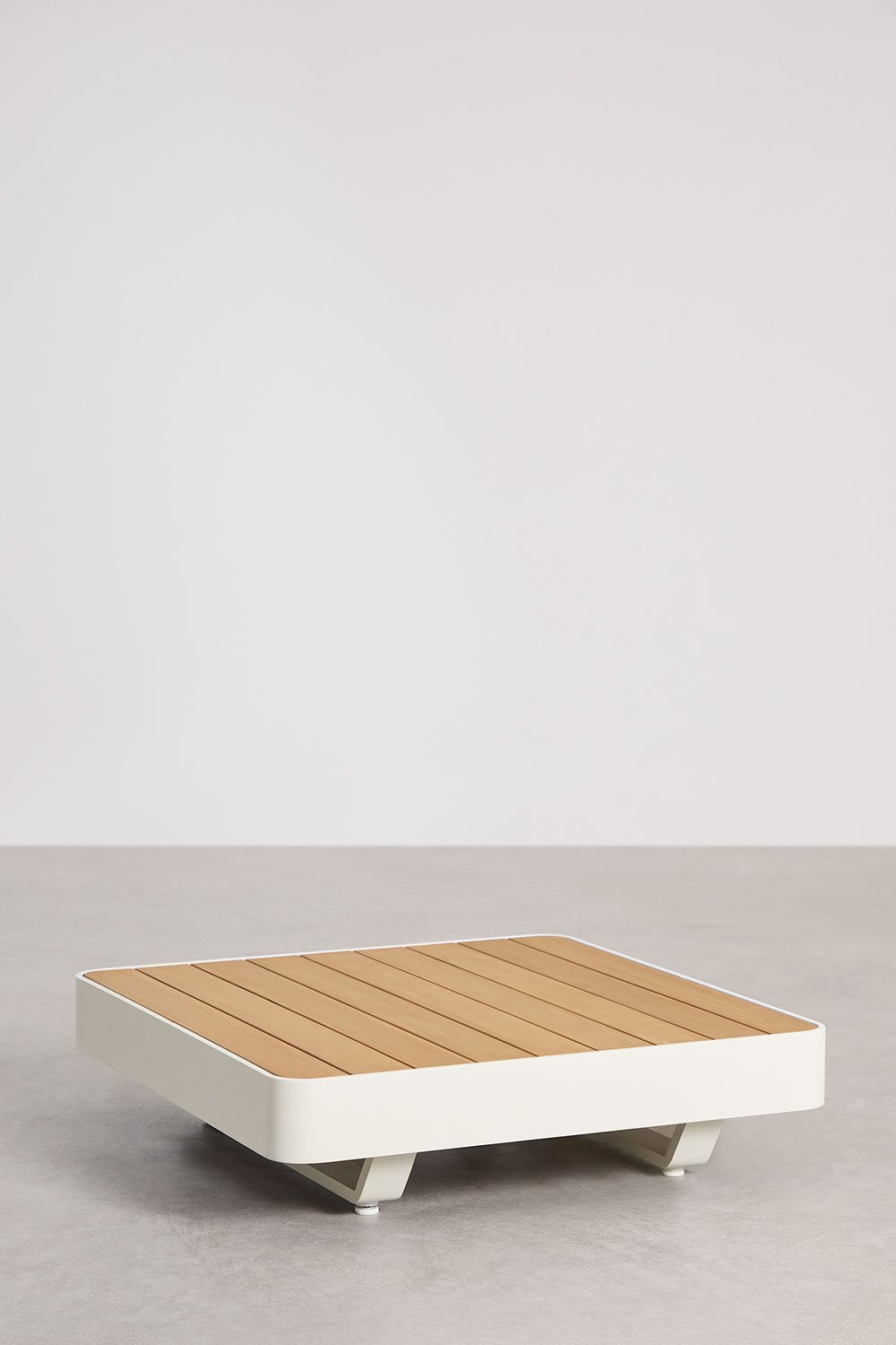 Set soggiorno con divano angolare 5 posti e tavolino in alluminio e legno di teak Yarilo