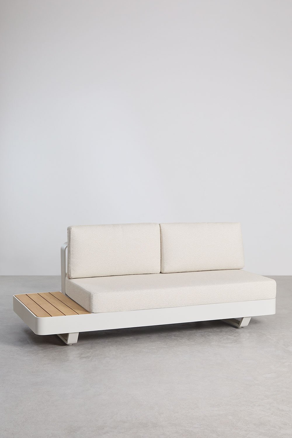 Set soggiorno con divano angolare 5 posti e tavolino in alluminio e legno di teak Yarilo