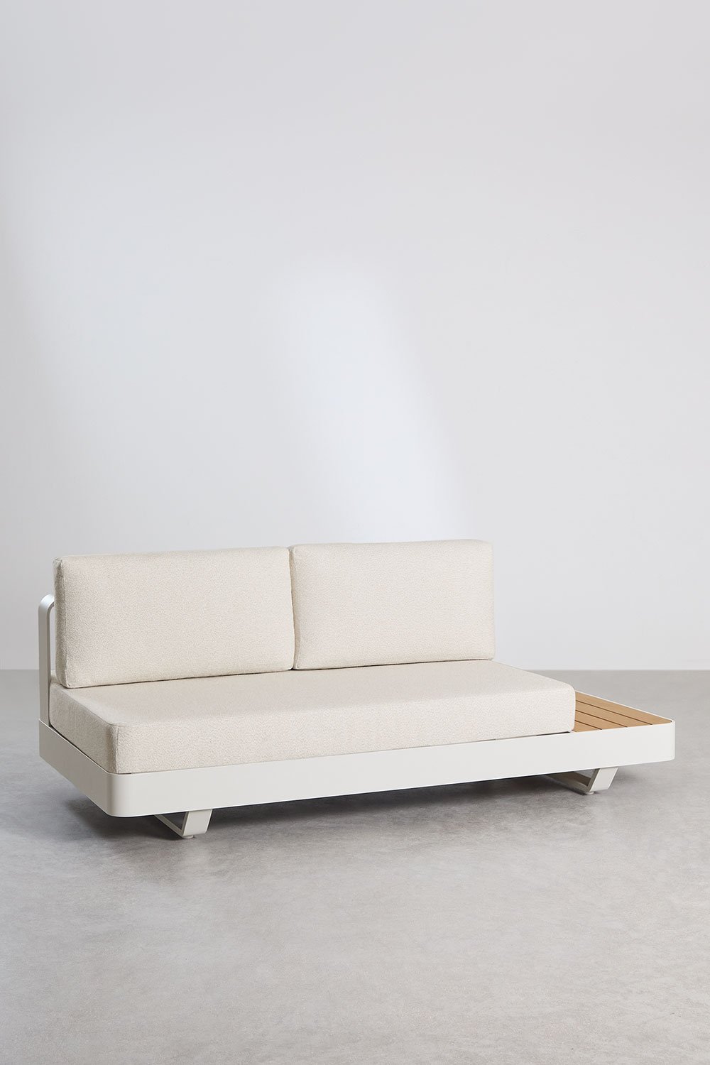 Set soggiorno con divano angolare 5 posti e tavolino in alluminio e legno di teak Yarilo