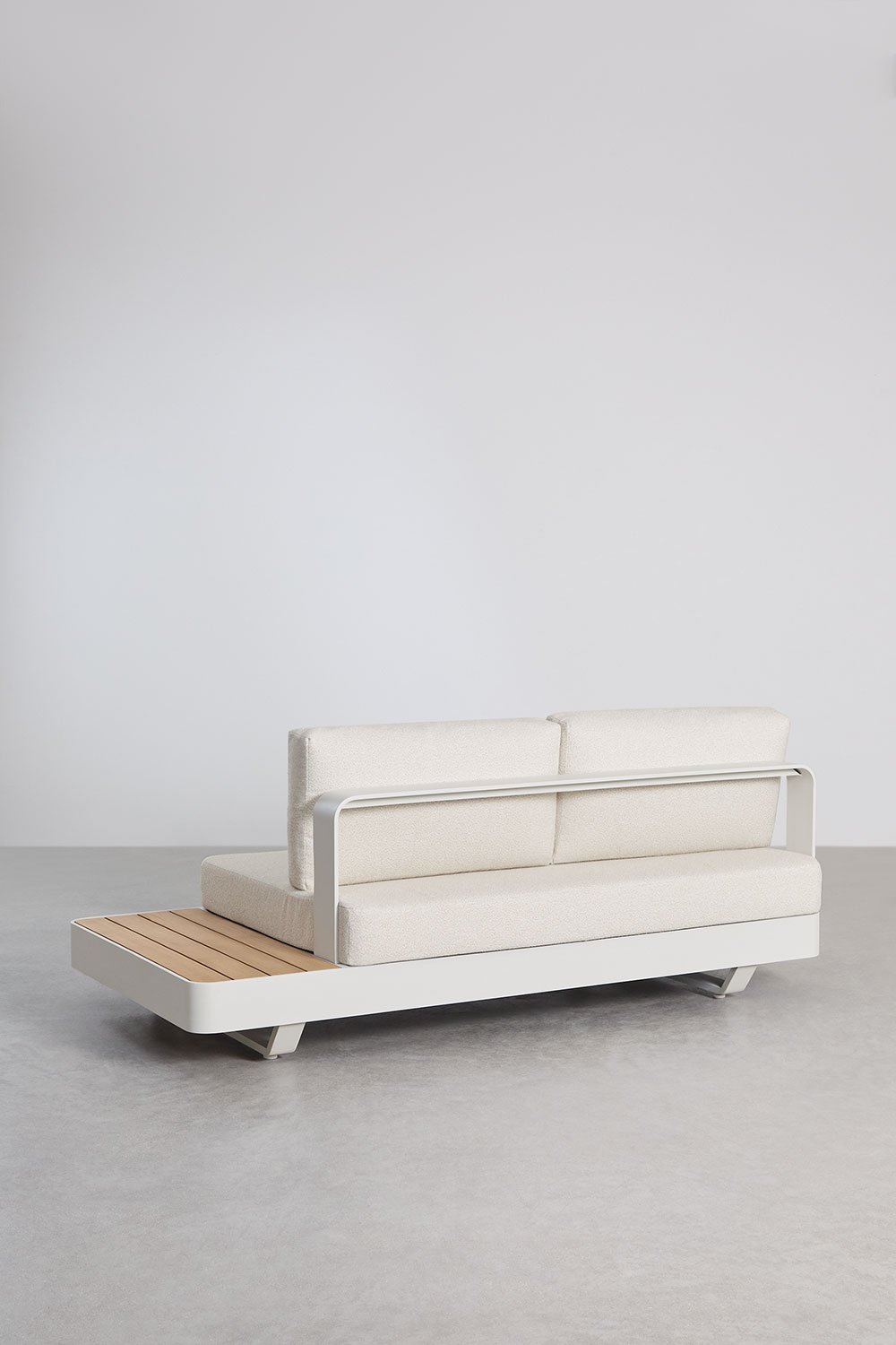 Set soggiorno con divano angolare 5 posti e tavolino in alluminio e legno di teak Yarilo