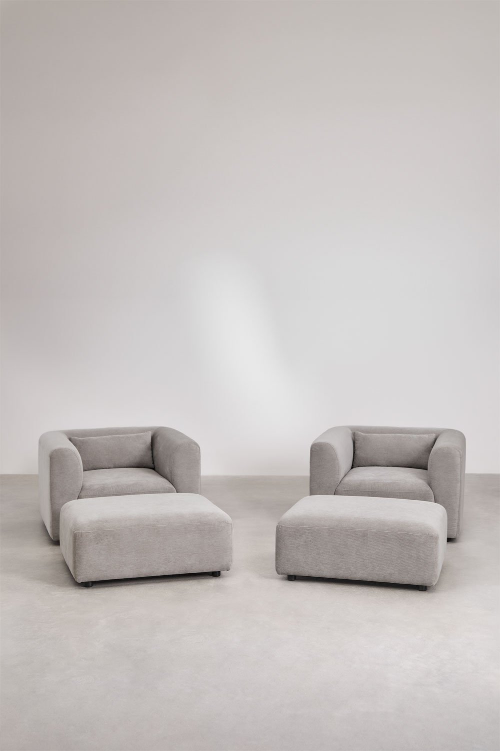 Set da soggiorno composto da 2 poltrone e 2 pouf Fogler
