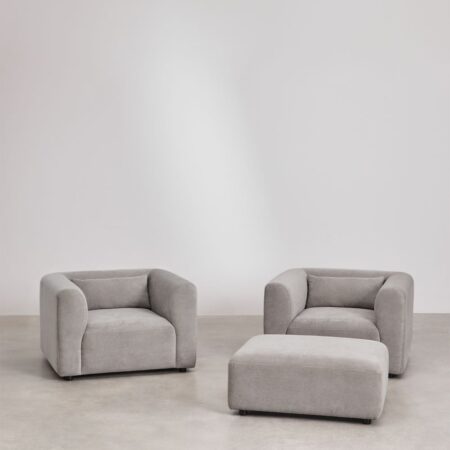 Set soggiorno con 2 poltrone e puff Fogler