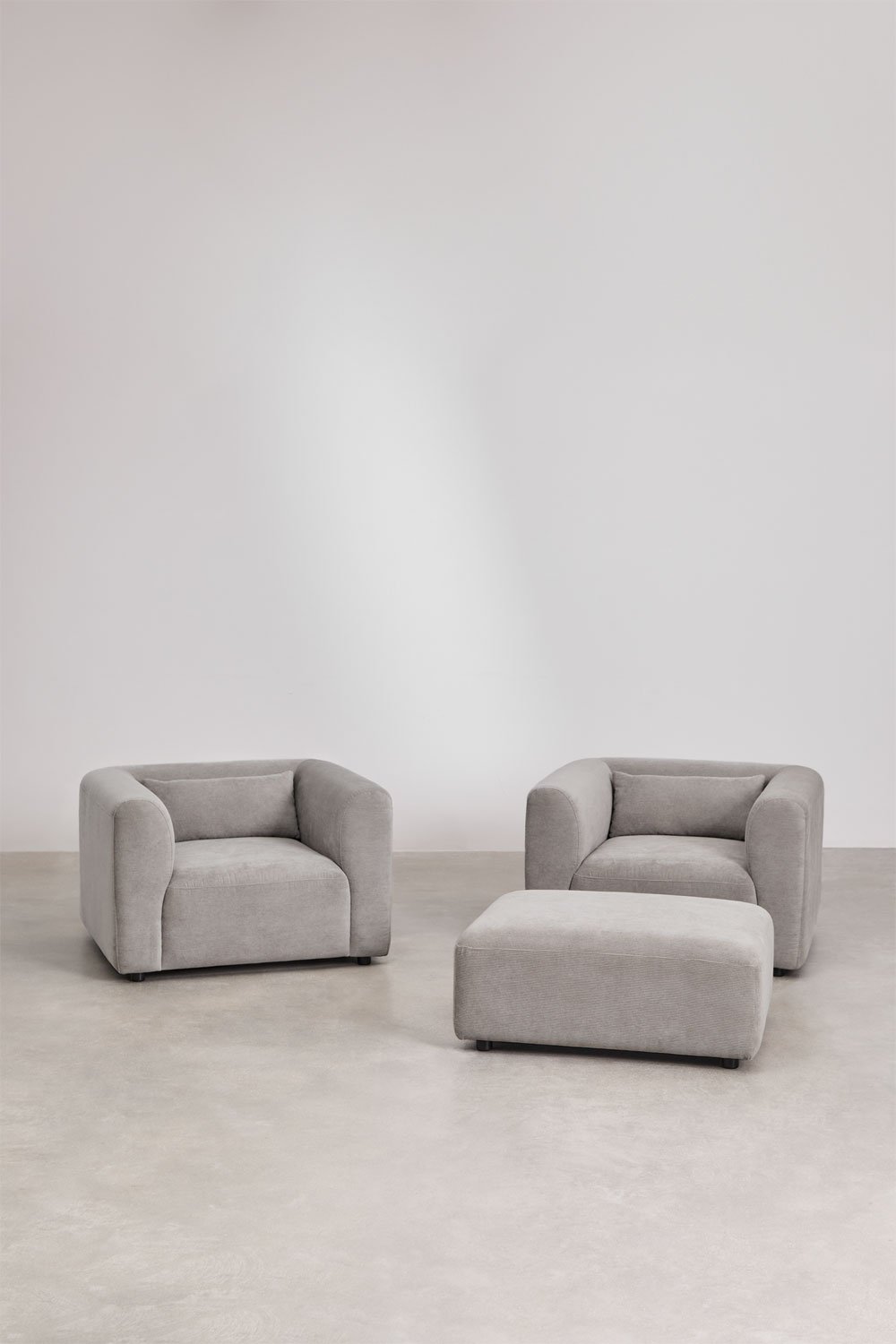 Set soggiorno con 2 poltrone e puff Fogler