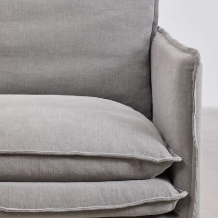 Set da soggiorno Grace in lino e cotone con divano 2 posti, 2 poltrone e pouf