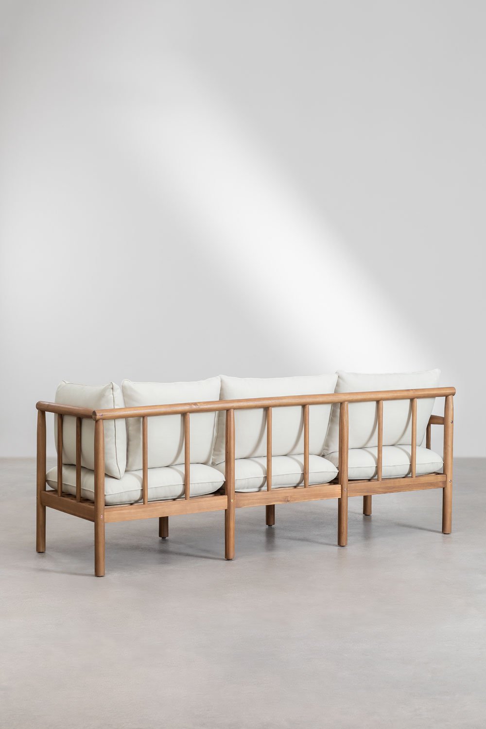 Set da salotto con divano a 3 posti e tavolino in legno di acacia Melvin