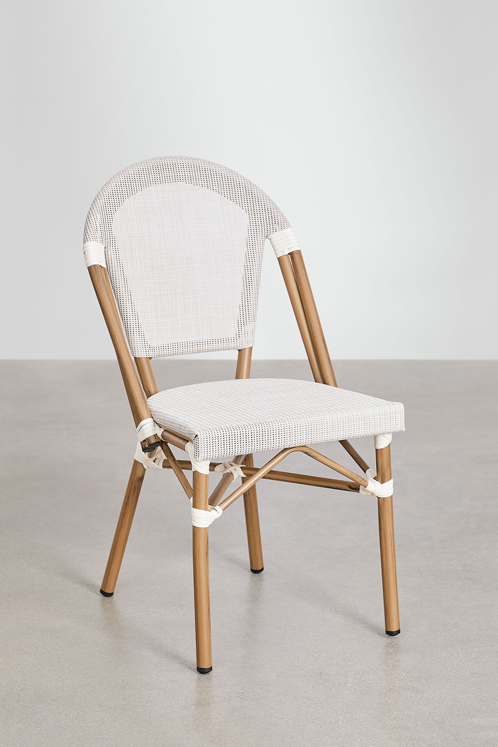 Set da tavolo rotondo Ø80 cm e 2 sedie impilabili in textilene e alluminio Brielle Bistro