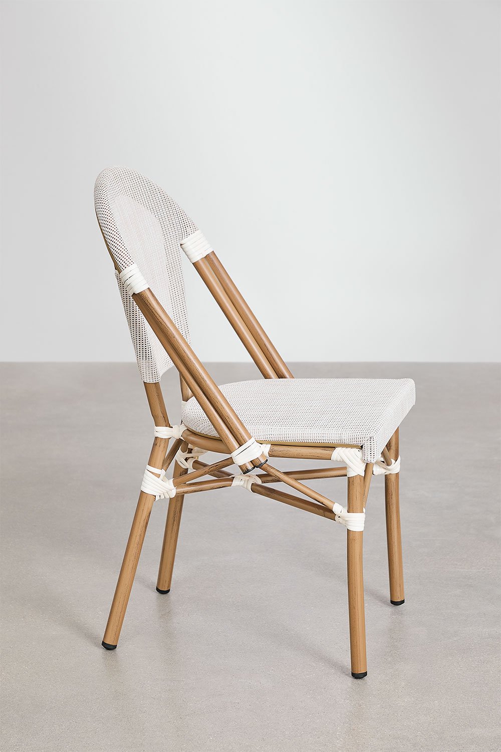 Set da tavolo rotondo Ø80 cm e 2 sedie impilabili in textilene e alluminio Brielle Bistro