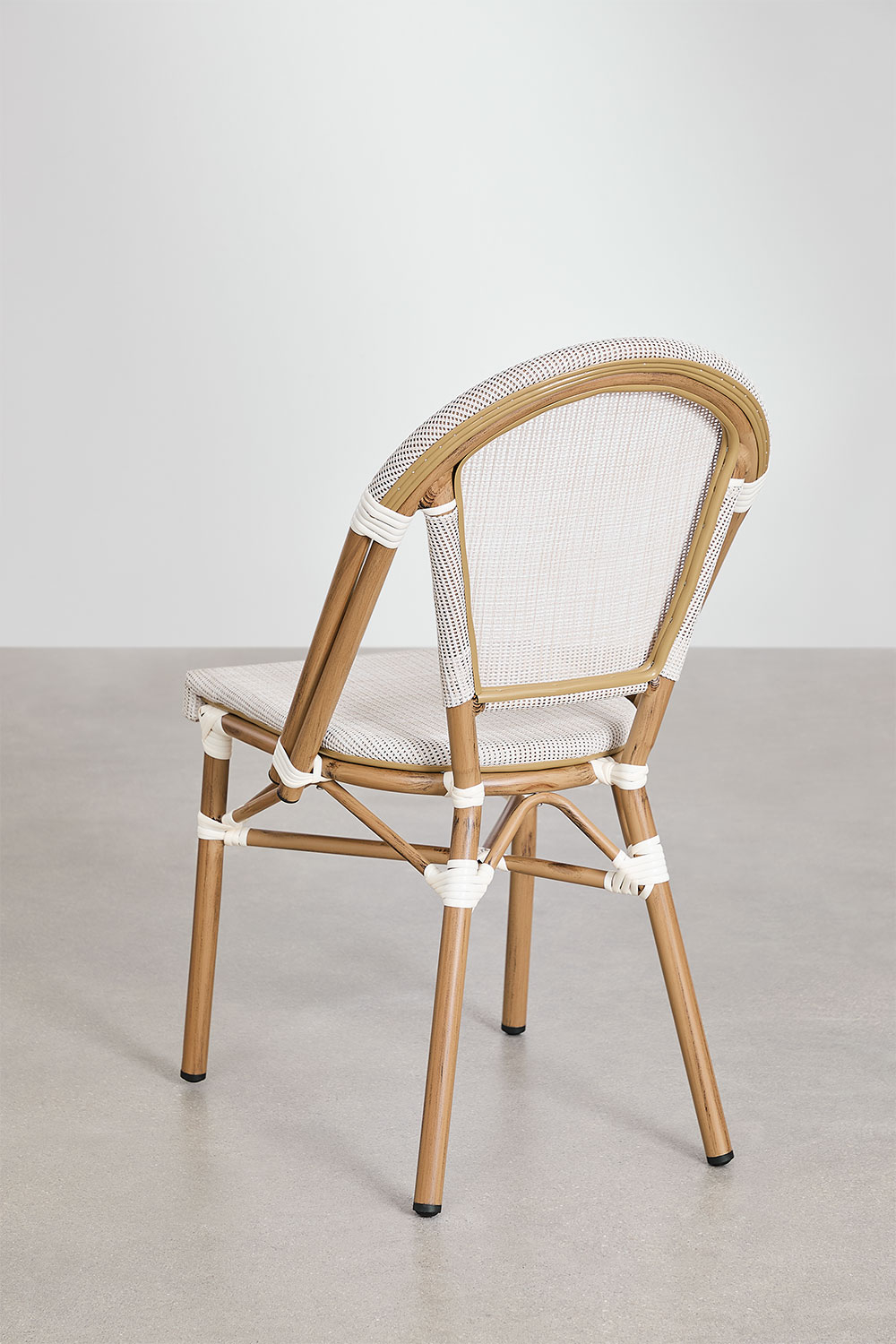 Set da tavolo rotondo Ø80 cm e 2 sedie impilabili in textilene e alluminio Brielle Bistro