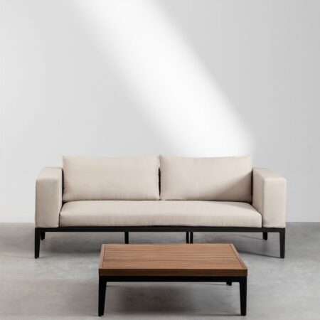 Set da Giardino con Divano 3 Posti in Alluminio e Legno di Acacia Taranis