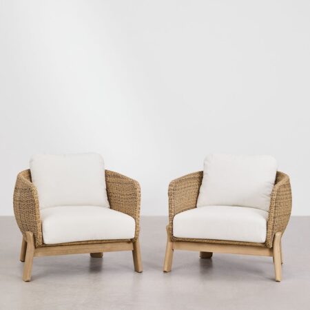 Confezione da 2 poltrone Leilan in legno di acacia e rattan sintetico