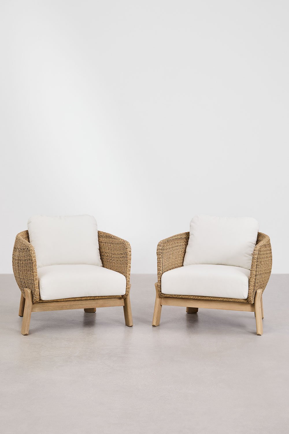 Confezione da 2 poltrone Leilan in legno di acacia e rattan sintetico