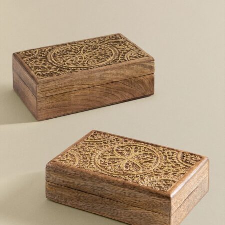 Set di 2 scatole portaoggetti Nanup in legno di mango