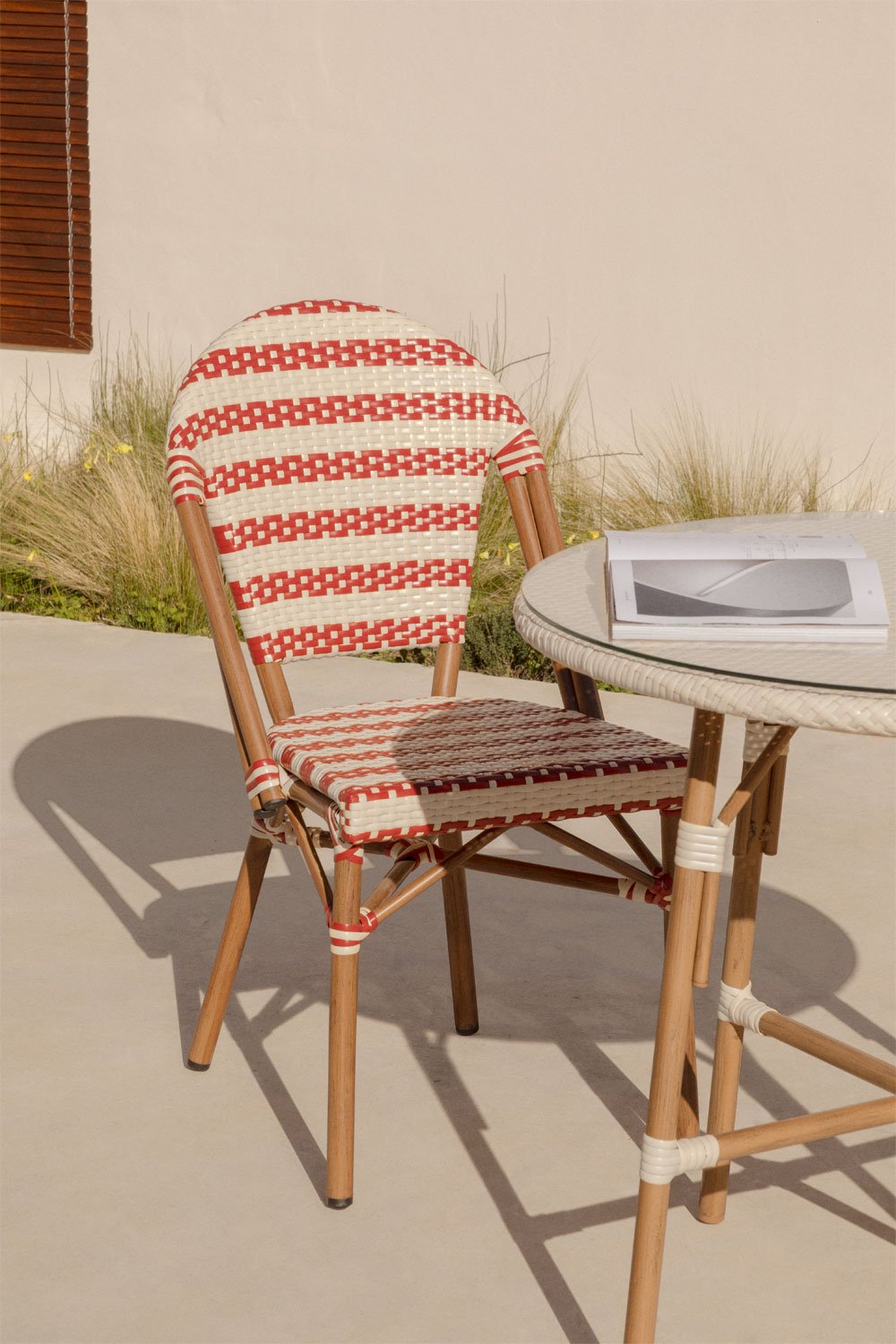 Set di 2 sedie da giardino impilabili in rattan sintetico e alluminio Solange Bistro