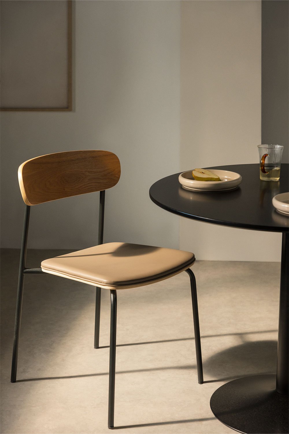 Set di 2 sedie da pranzo impilabili in ferro e legno Wilpier