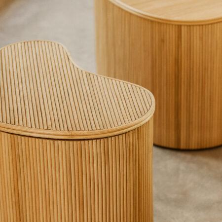 Set di 2 tavolini con contenitore in Rattan Carmie