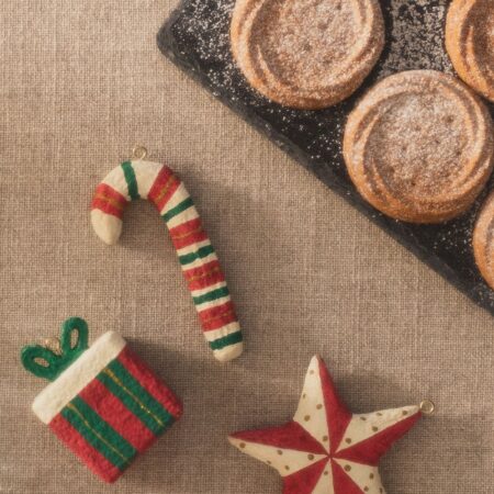 Set di 3 decorazioni natalizie fatte a mano in cartapesta Randolf