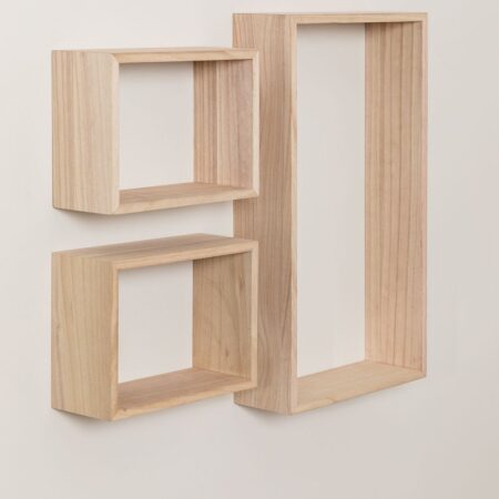 Set di 3 mensole da parete in legno Ayale