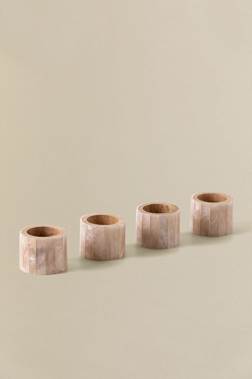 Set di 4 portatovaglioli Anmon in legno di mango e madreperla