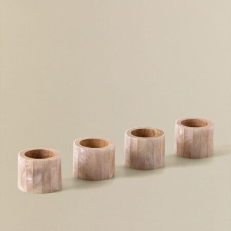 Set di 4 portatovaglioli Anmon in legno di mango e madreperla