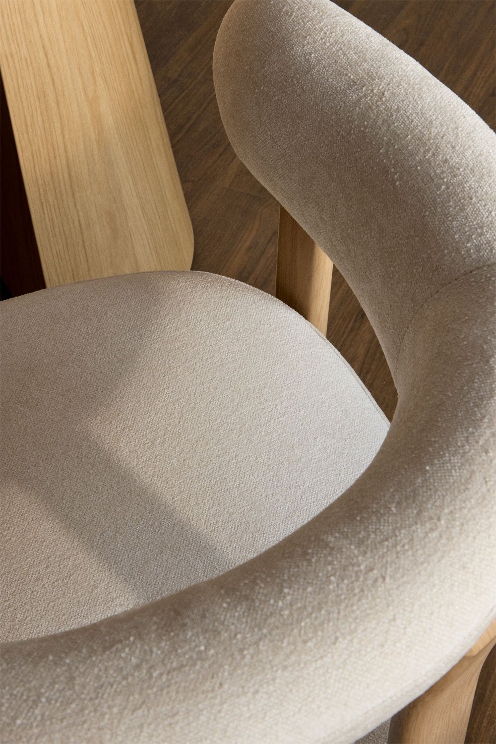 Set di 4 sedie da pranzo con braccioli in tessuto chenille Jolie