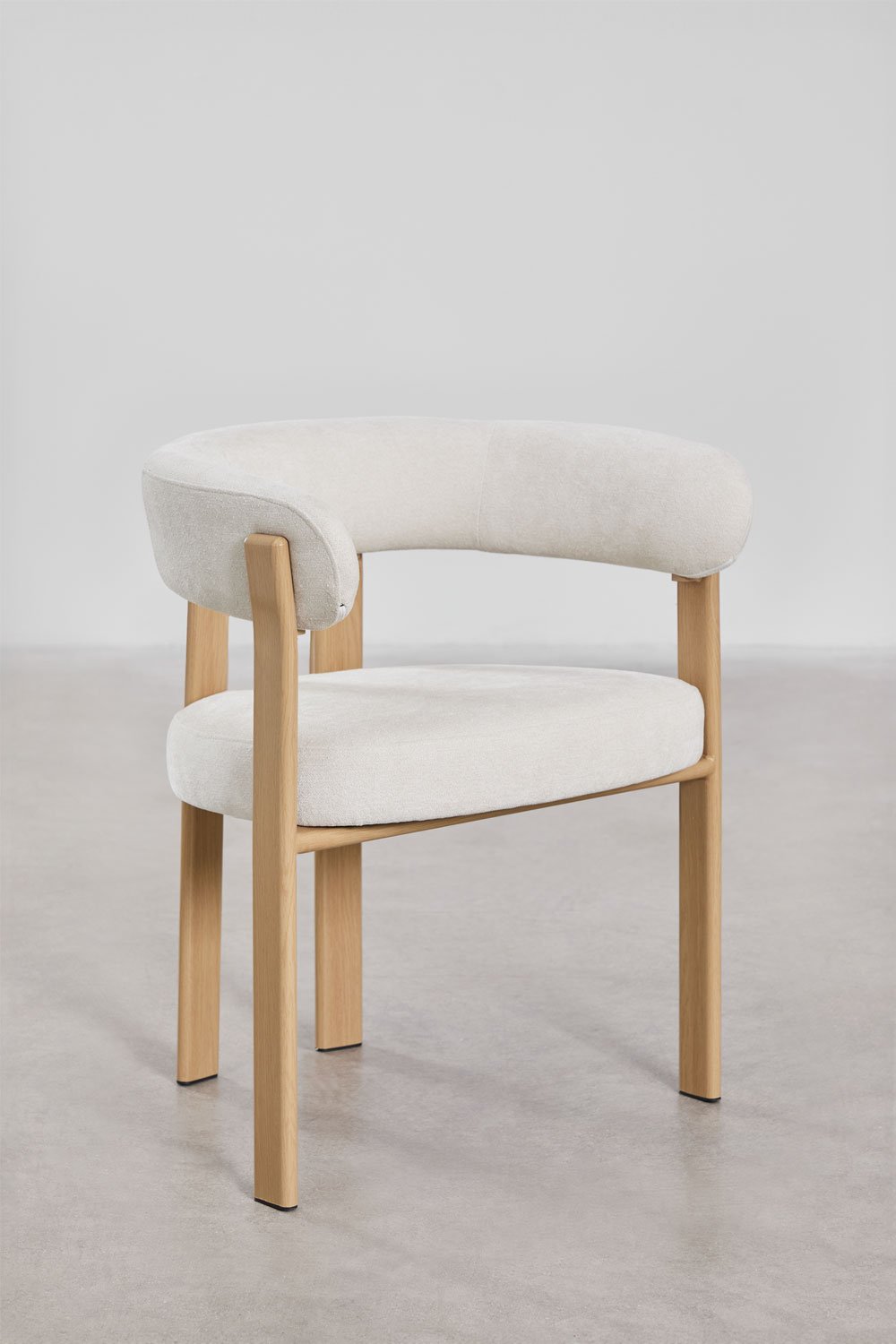 Set di 4 sedie da pranzo con braccioli in tessuto chenille Jolie