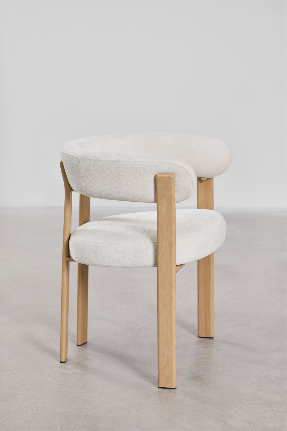 Set di 4 sedie da pranzo con braccioli in tessuto chenille Jolie