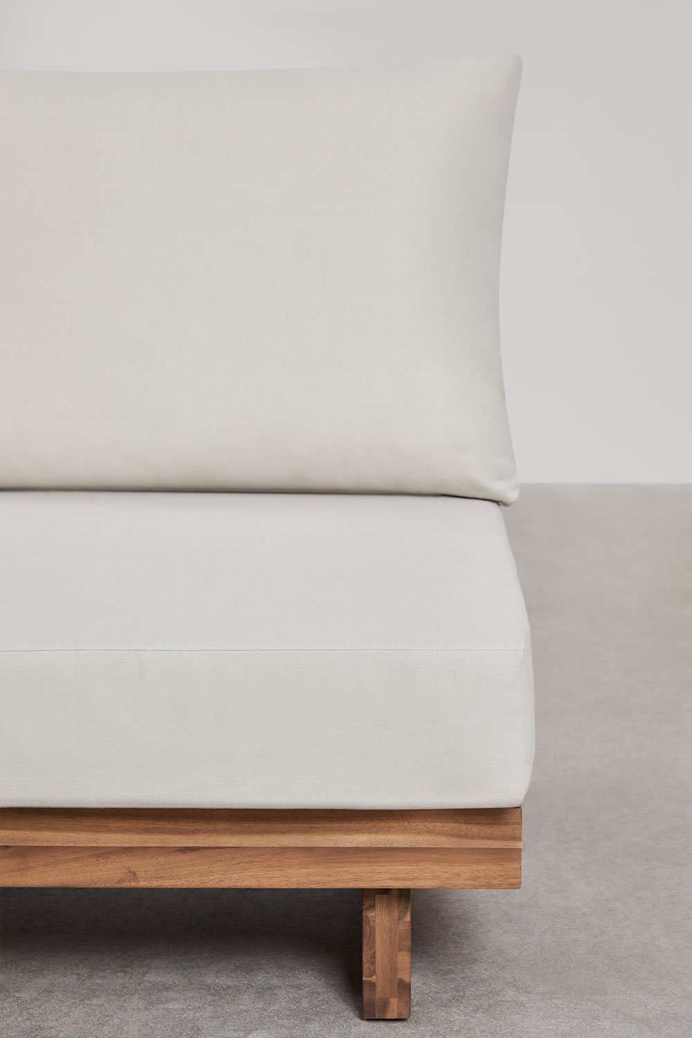 Set di divani da giardino modulari Dailin da 4 pezzi con 2 sedie angolari, tavolino, poltrona e pouf in legno di acacia