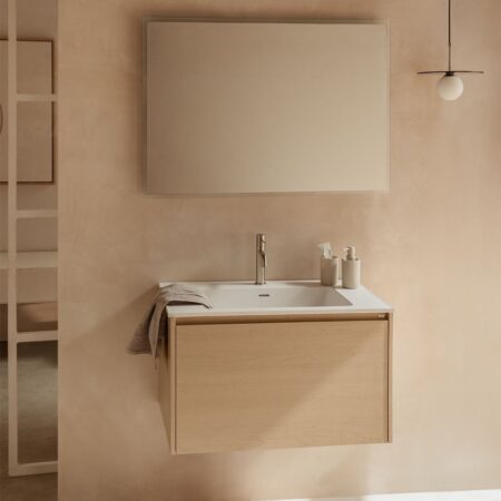 Set di mobili da bagno in legno con lavabo integrato Jacob