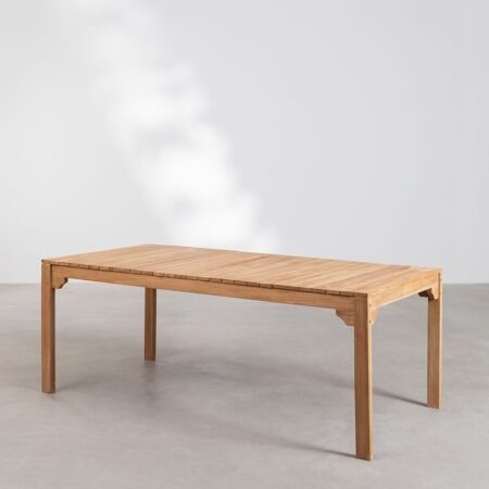 Set di Tavolo da Giardino Rettangolare (200x100 cm) in Legno Donal e 6 Sedie da Giardino Barker