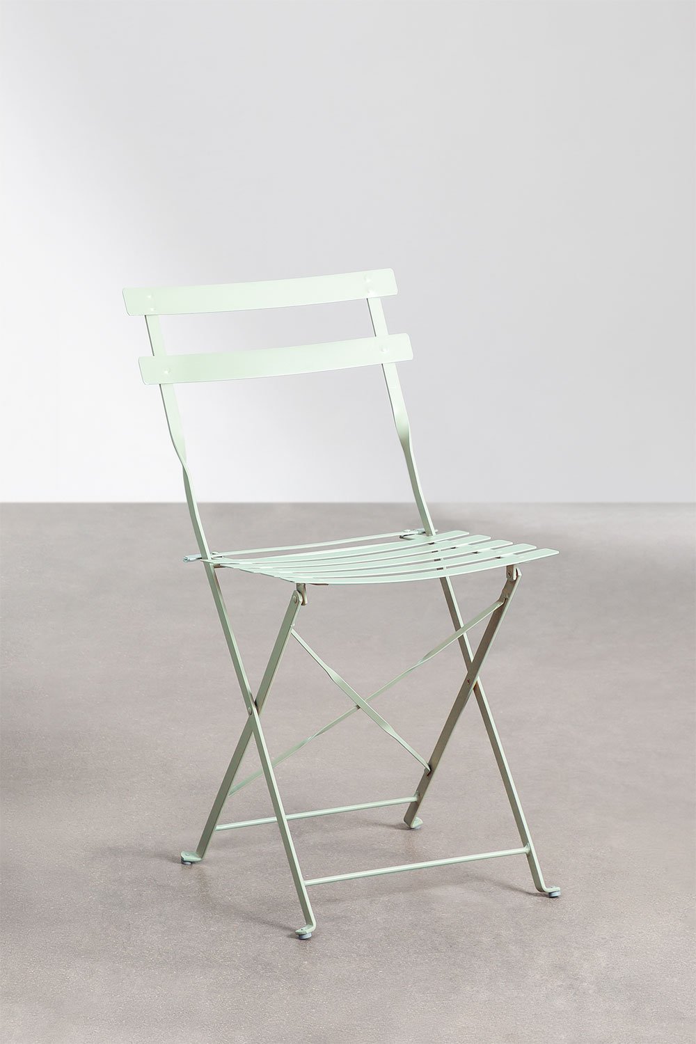 Set da giardino con tavolo rotondo Ø60 cm in acciaio e 2 sedie pieghevoli Sergey