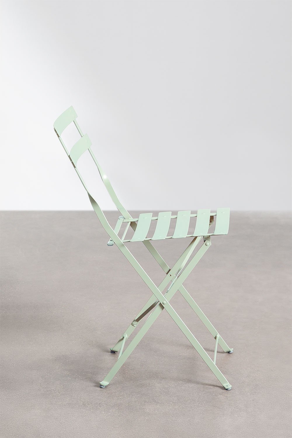 Set da giardino con tavolo rotondo Ø60 cm in acciaio e 2 sedie pieghevoli Sergey