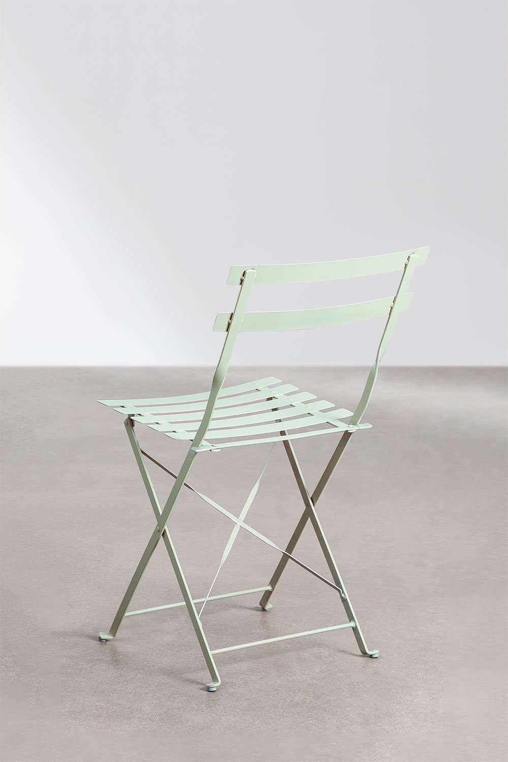 Set da giardino con tavolo rotondo Ø60 cm in acciaio e 2 sedie pieghevoli Sergey