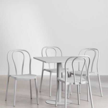 Set di Tavolo Quadrato 70x70 cm e 4 Sedie da Giardino Mizzi