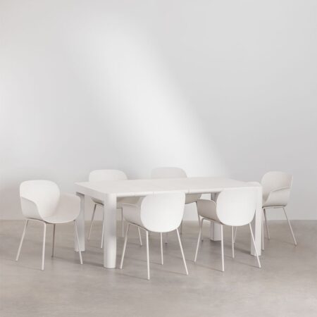 Set tavolo rettangolare Arnadine (180x100 cm) e 6 sedie da giardino Lynette