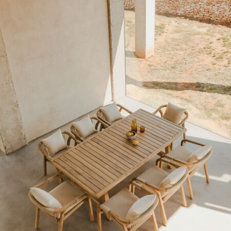 Set di Tavolo Rettangolare (200x100 cm) e 8 Sedie da Pranzo in Legno di Acacia Dubai