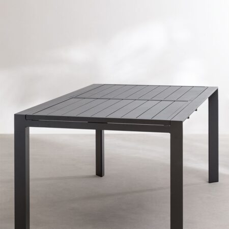 Set di Tavolo Rettangolare Allungabile in Alluminio (180-240x100 cm) Starmi e 4 Sedie da Giardino Impilabili in Alluminio Archer