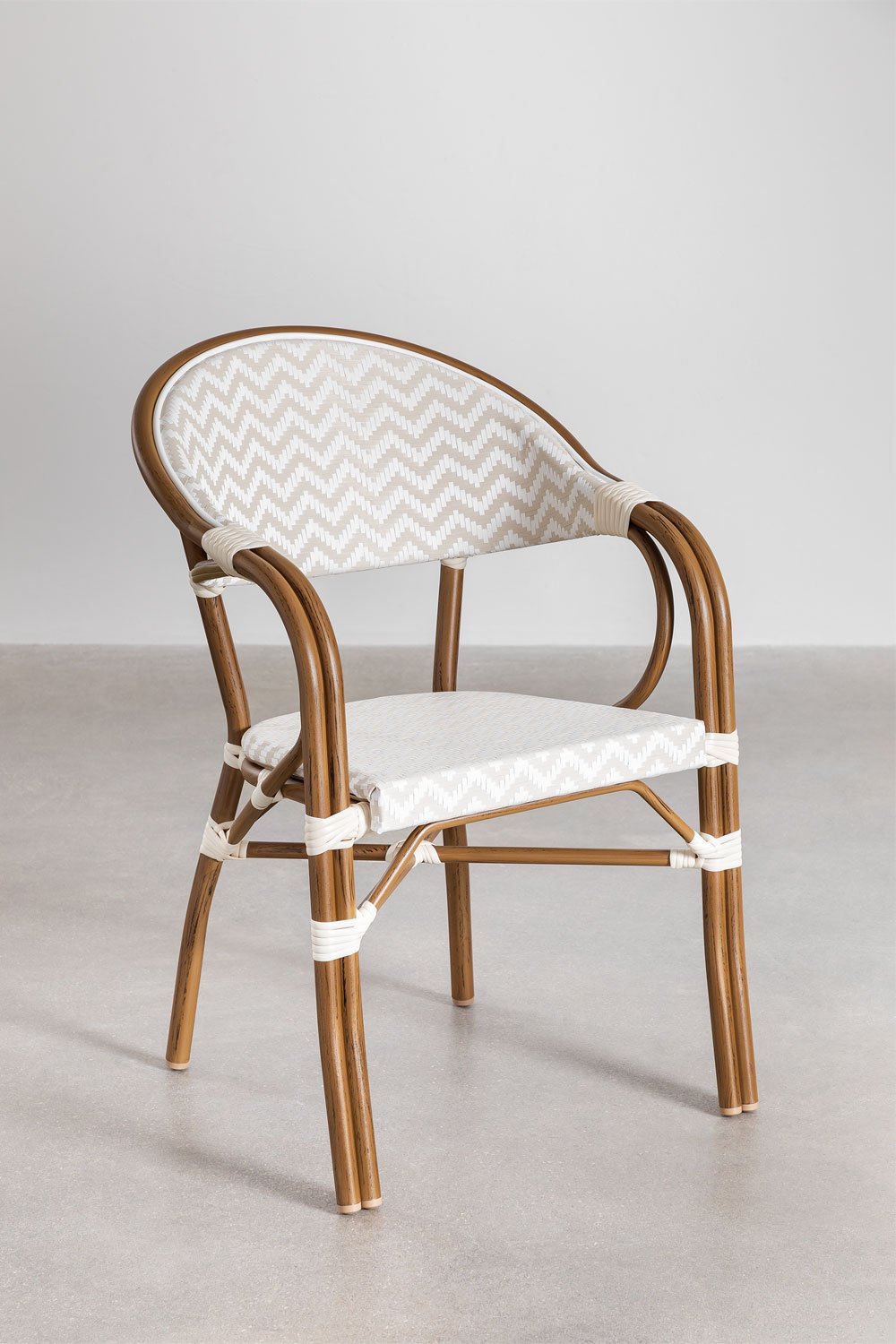 Set tavolo rotondo Ø80 cm e 4 sedie da pranzo impilabili con braccioli in alluminio Brielle Bistro