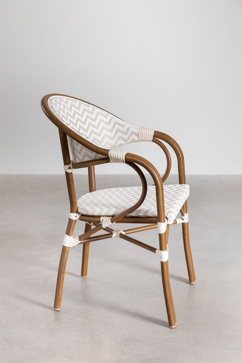 Set tavolo rotondo Ø80 cm e 4 sedie da pranzo impilabili con braccioli in alluminio Brielle Bistro