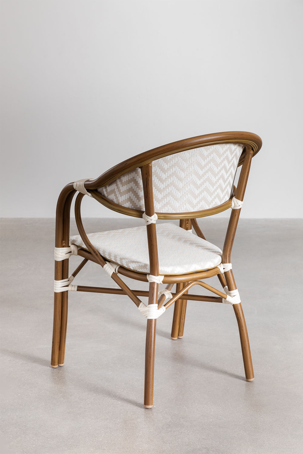 Set tavolo rotondo Ø80 cm e 4 sedie da pranzo impilabili con braccioli in alluminio Brielle Bistro