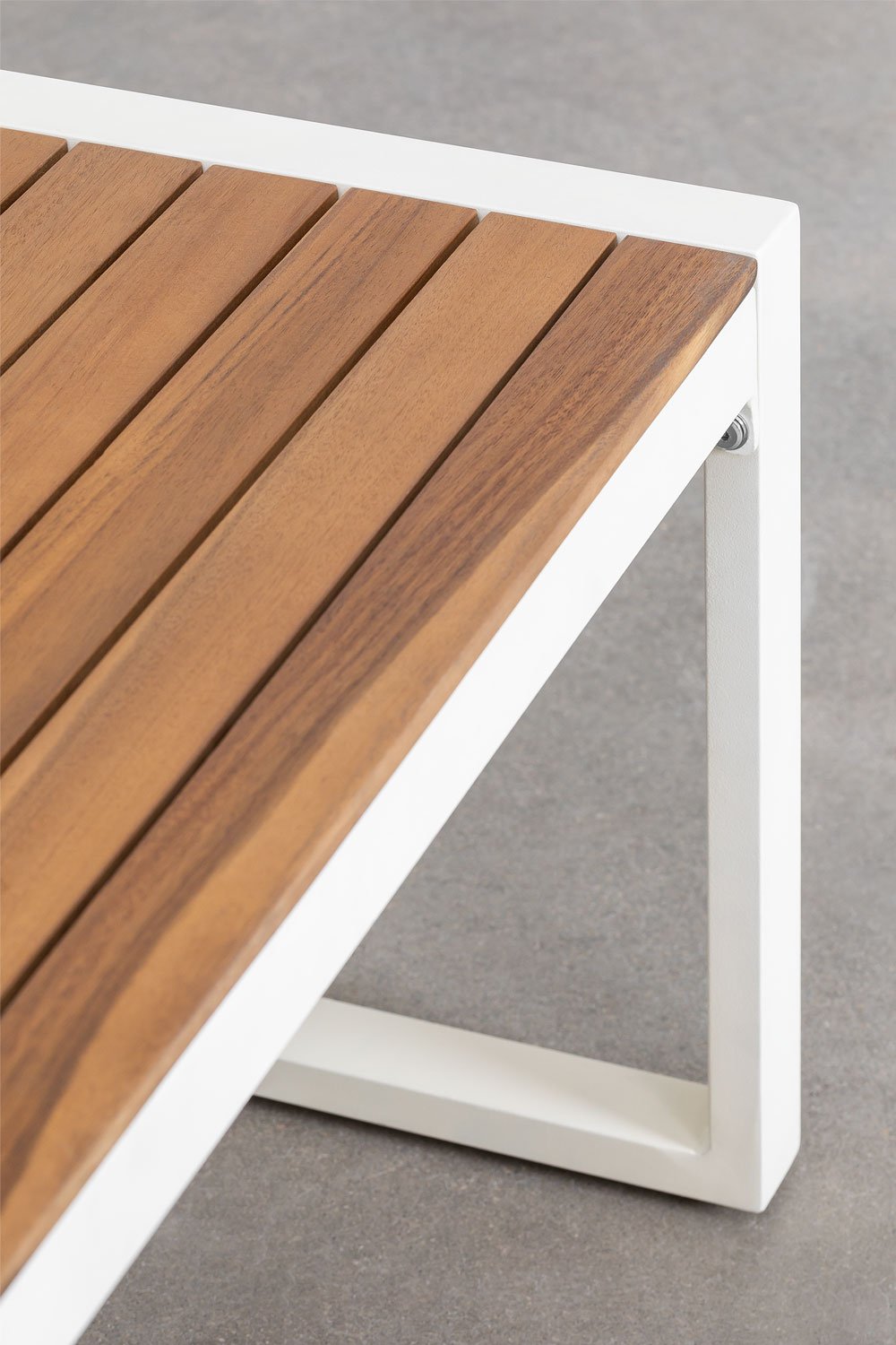 Set da giardino con divano 3 posti e tavolino in alluminio e legno di acacia 110x55 cm Lipov