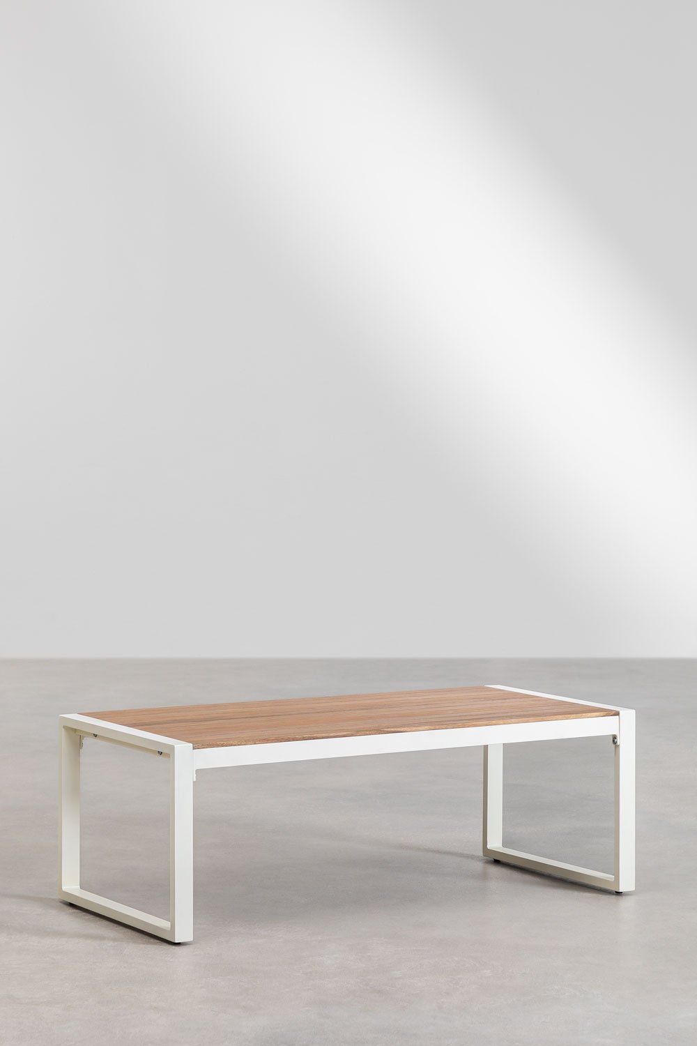 Set da giardino con divano 3 posti e tavolino in alluminio e legno di acacia 110x55 cm Lipov