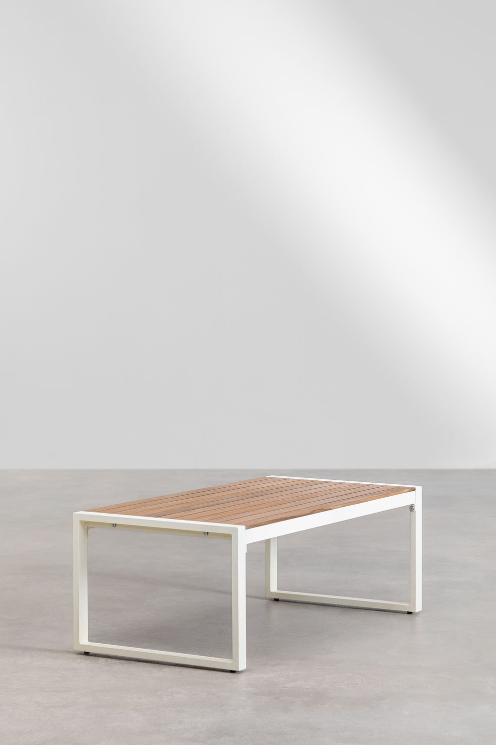 Set da giardino con divano 3 posti e tavolino in alluminio e legno di acacia 110x55 cm Lipov