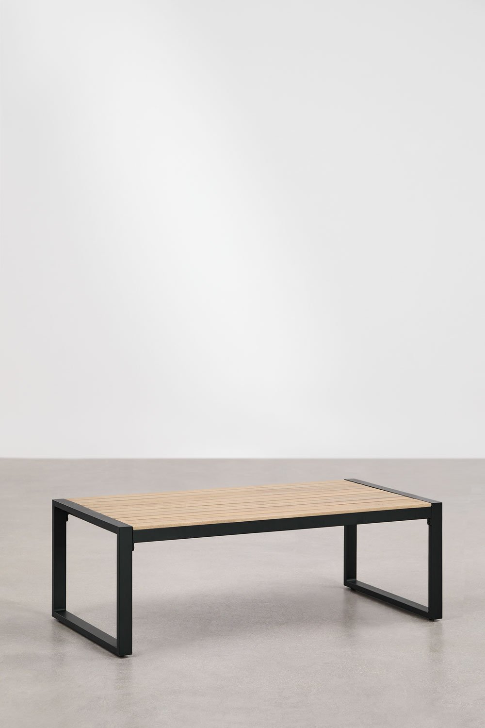 Set da giardino composto da divano a 2 posti e tavolino in alluminio e legno di acacia 110x55 cm Lipov
