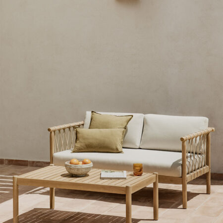 Set divano a 2 posti e tavolino da giardino in legno di acacia (100x60 cm) Bizerta