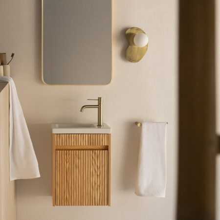 Set mobili da bagno in legno Narek con lavabo integrato