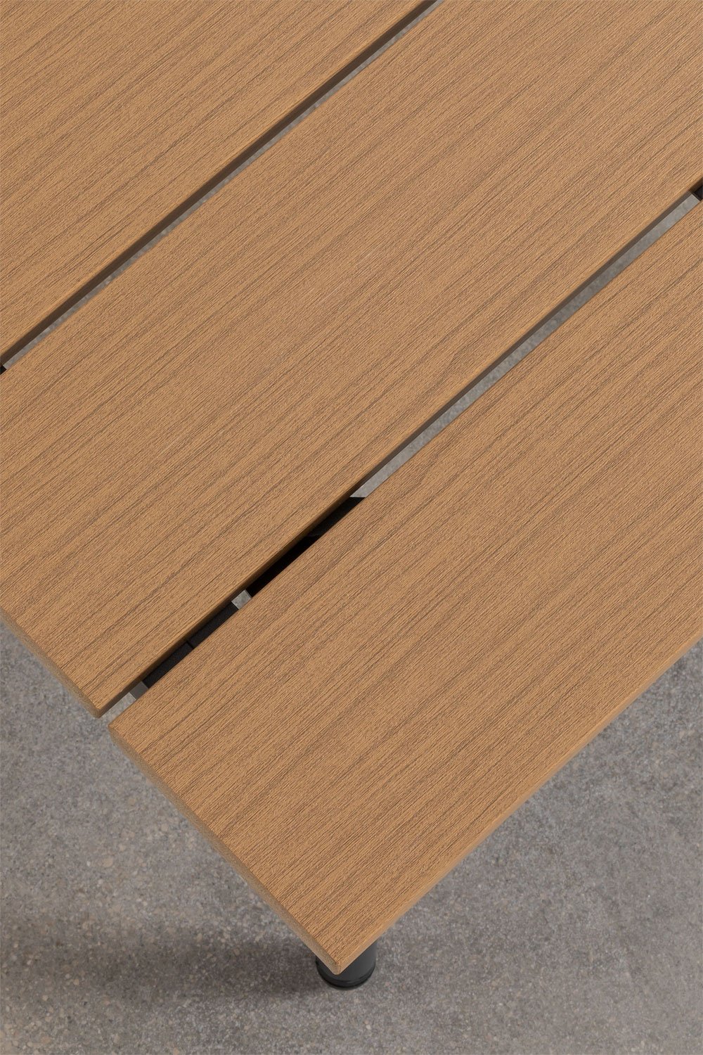 Set da giardino con divano angolare 4 posti e tavolino in alluminio e legno Nadi