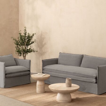 Set soggiorno con divano 3 posti e poltrona in lino e cotone Grace